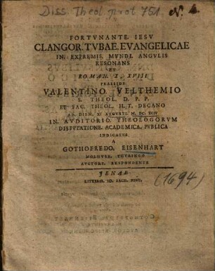 Clangor. Tvbae. Evangelicae In. Extremis. Mvndi. Angvlis Resonans Ex Roman. X, XVIII