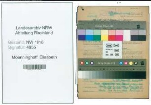 Entnazifizierung Elisabeth Moenninghoff , geb. 19.03.1914 ()