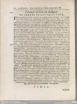 Paraenesis ad lectorem studiosum. De Arbore Scientiae Et Vitae