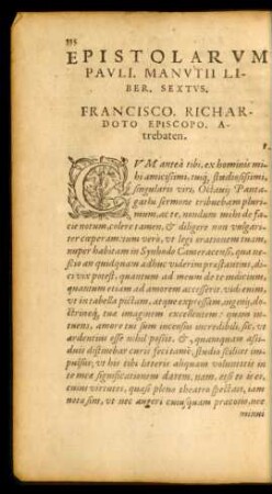 Epistolarum Pauli. Manutii Liber. Sextus.