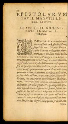 Epistolarum Pauli. Manutii Liber. Sextus.