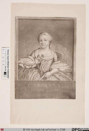 Bildnis (Augusta Maria) Carolina, Fürstin von Nassau-Weilburg, geb. Prinzessin von Oranien