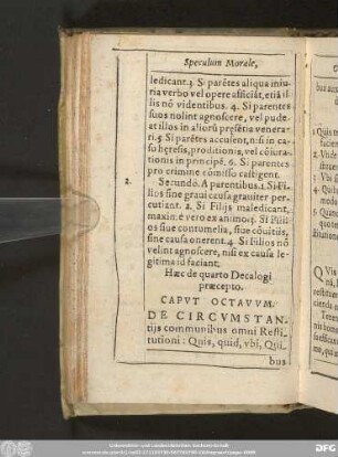 Caput Octavum. De Circumstantiis communibus omni Restitutioni: Quis, quid, ubi, Quibus auxiliis, cur, Quomodo & Quando.