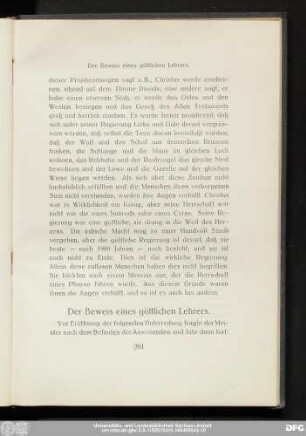 Der Beweis eines göttlichen Lehrers.
