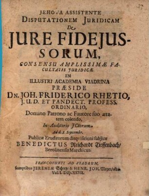 Disp. iur. de iure fideiussorum