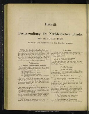 Statistik der Postverwaltung des Norddeutschen Bundes für das Jahr 1868