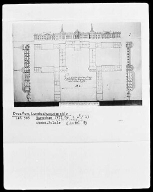 Warschau, Sächsisches Palais mit Aufrissen der Fassaden