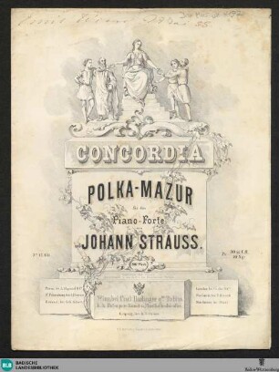 Concordia : Polka-Mazur für das Piano-Forte; 206tes. Werk