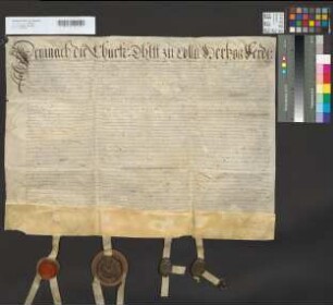 Vergleich zwischen Kurfürst Ferdinand von Köln und Jobst von Dorth zu Horst, wodurch das Haus Horst nebst zubehörigem Bezirk zur Unterherrlichkeit gemacht wird.