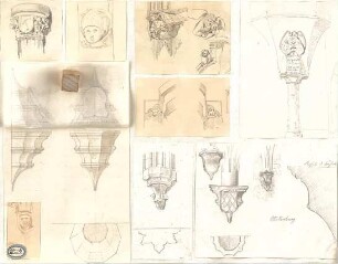 Lange, Ludwig; Lange - Archiv: IV.4 Gotik in Deutschland - 1. Variante - Säulenglieder, u. a. Blutenburg (Ansichten, Schnitte, Details)
