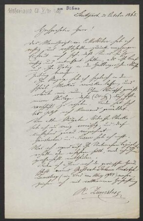 Brief an Friedrich Wilhelm Jähns : 21.10.1865