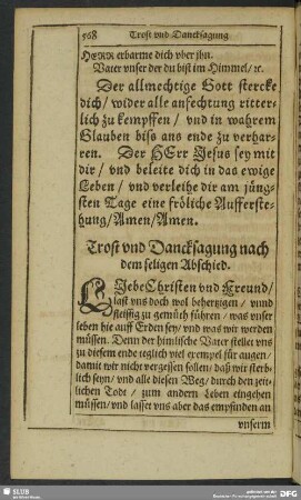 Trost und Dancksagung nach dem seligen Abschied