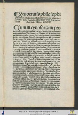 Xenocratis philosophi platonici liber de morte translatus...