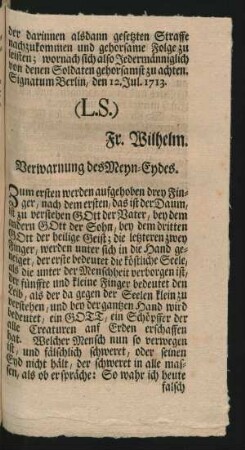 Verwarnung des Meyn-Eydes