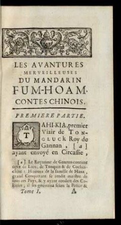 Les Avantures Merveilleuses Du Mandarin Fum-Hoam, Contes Chinois.