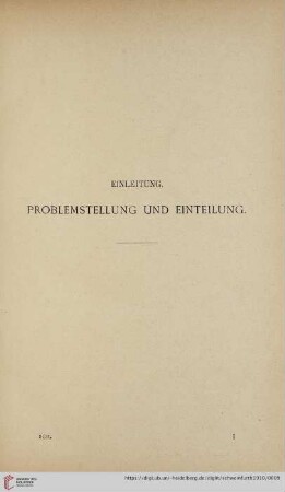 Einleitung. Problemstellung und Einteilung