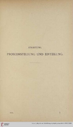 Einleitung. Problemstellung und Einteilung
