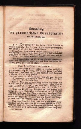 Entwicklung der grammatischen Grundbegriffe als Einleitung.