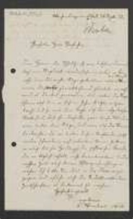 Brief von Ferdinand Winter an Unbekannt