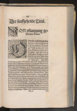 Der fünffzehende Titul. Von pflanzng geschlachter Bäum.