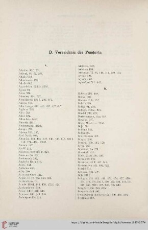 D. Verzeichnis der Fundorte