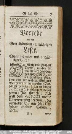 Vorrede an den Gott-liebenden, andächtigen Leser.