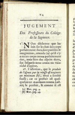 Jugement Des Professeurs du Collége de la Sapience.