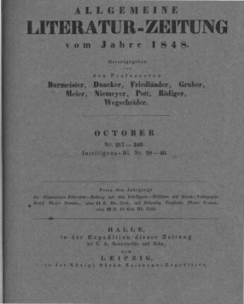 Titelblatt October 1848