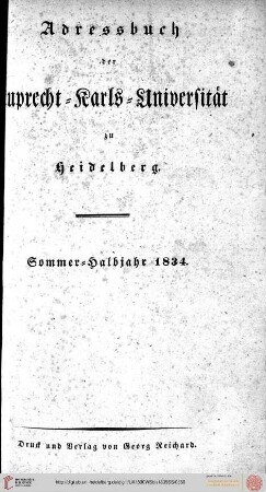 Sommersemester 1834
