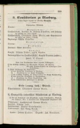 B. Consistorium zu Marburg.