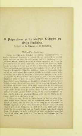 II. Präparationen zu den biblischen Geschichten des vierten Schuljahres