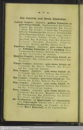 Die Comités und deren Abzeichen