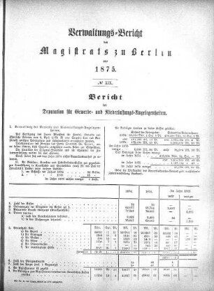 No. XIX. Bericht der Deputation für Gewerbe- und Niederlassungs-Angelegenheiten