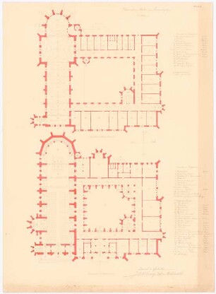 Dominikanerkloster, Luxemburg: Grundrisse des Ober- und Erdgeschoss 1:200