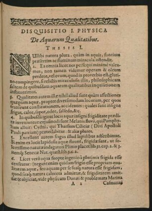 Disquisitio I. Physica De Aquarum Qualitatibus.
