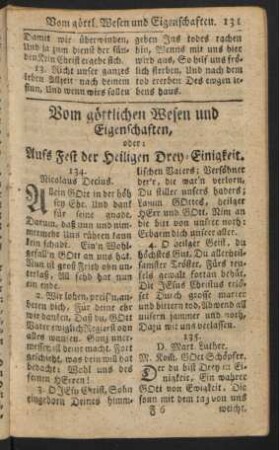Vom göttlichen Wesen und Eigenschften, oder Aufs Fest der Heiligen Drey-Einigkeit