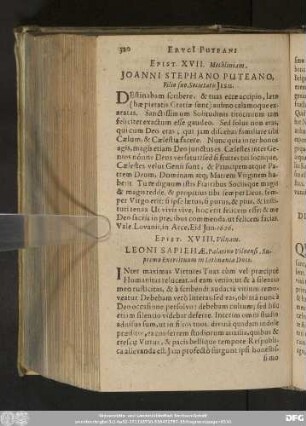 Epist. XVII. Mechliniam. Ioanni Stephano Puteano, Filio suo, Societatis Iesu.