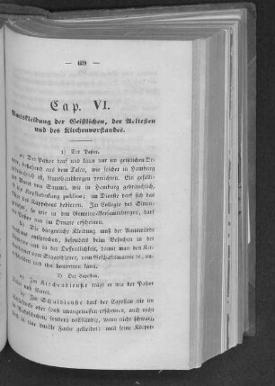 Cap. VI. Amtskleidung der Geistlichen, der Aeltesten und des Kirchenvorstandes.