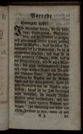 Vorrede. Geneigter Leser! Vorbericht.