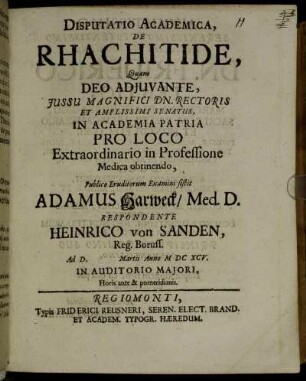 Disputatio Academica, De Rhachitide