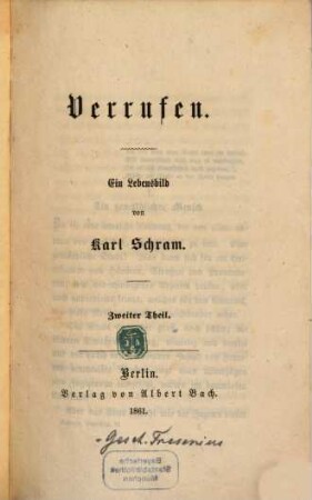 Verrufen : Ein Lebensbild, 2