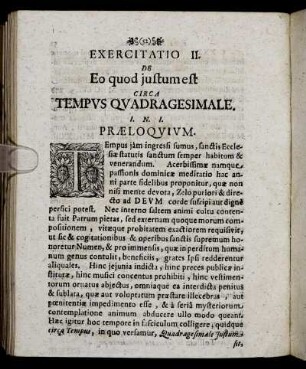 Exercitatio II. De Eo quod iustum est Circa Tempus Quadragesimale.