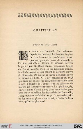 Chapitre XV: L'Œuvre posthume