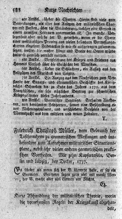 Kurze Abhandlung der militairischen Theorie.