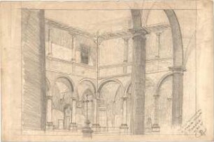 Böhmer, Paul; Florenz, Venedig (Italien); Bauaufnahmen - Hauptspital St. Mari Nuova, Hof, Florenz (Perspektive)