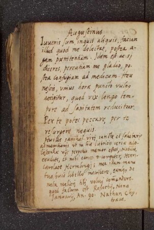 Nathan Chytraeus. – Incipit: Iuvenis sum, inguit aliquit. – Rostock, 05.01.1590