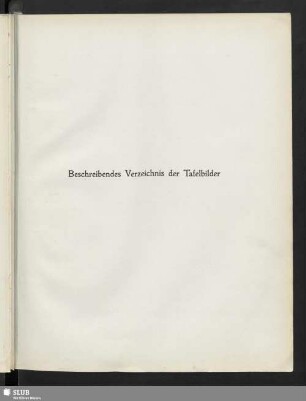 Beschreibendes Verzeichnis der Tafelbilder