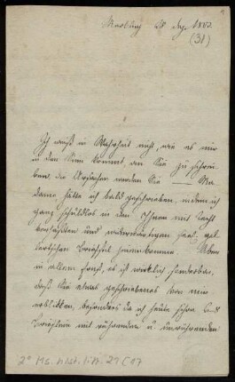 Brief von Jacob Grimm an Unbekannt