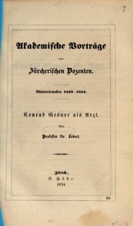 Conrad Gesner als Arzt