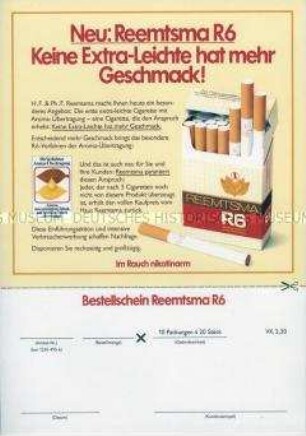 Bestellschein für "R6"-Zigaretten